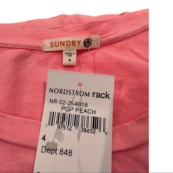SUNDRY Heart Pop Peach Pink Made in USA Large Heart Short Sleeve Scoop Tee - Picture 4 of 10